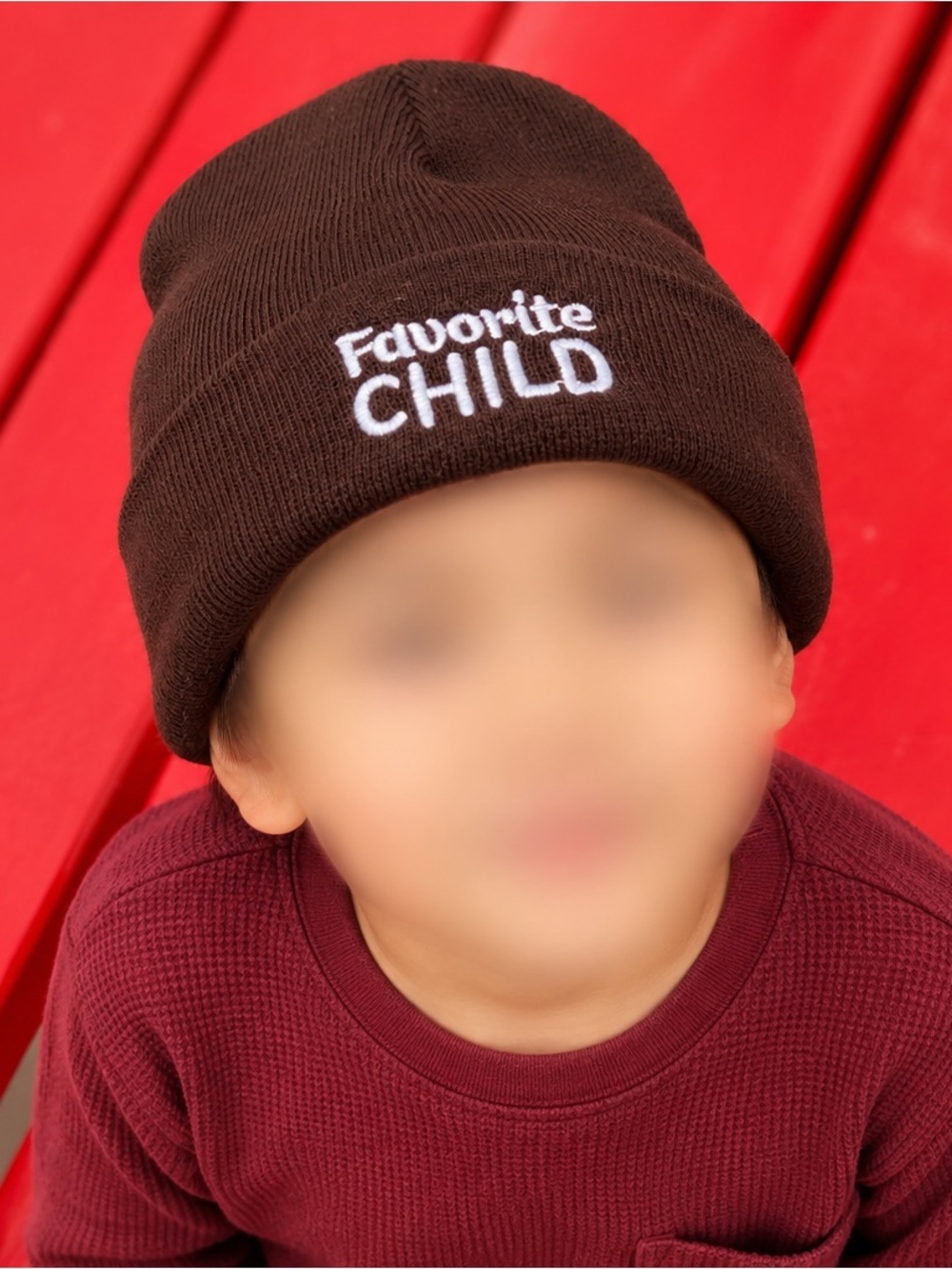 "Favorite Child" Brown Knit Beanie for Kids